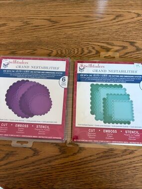 Spellbinders Grand Nestabilities Scalloped Circle & Square Dies - Purple & Teal